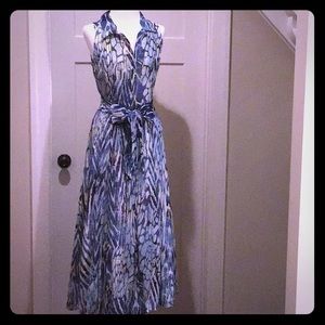 Newport News maxi dress: Blue/white print